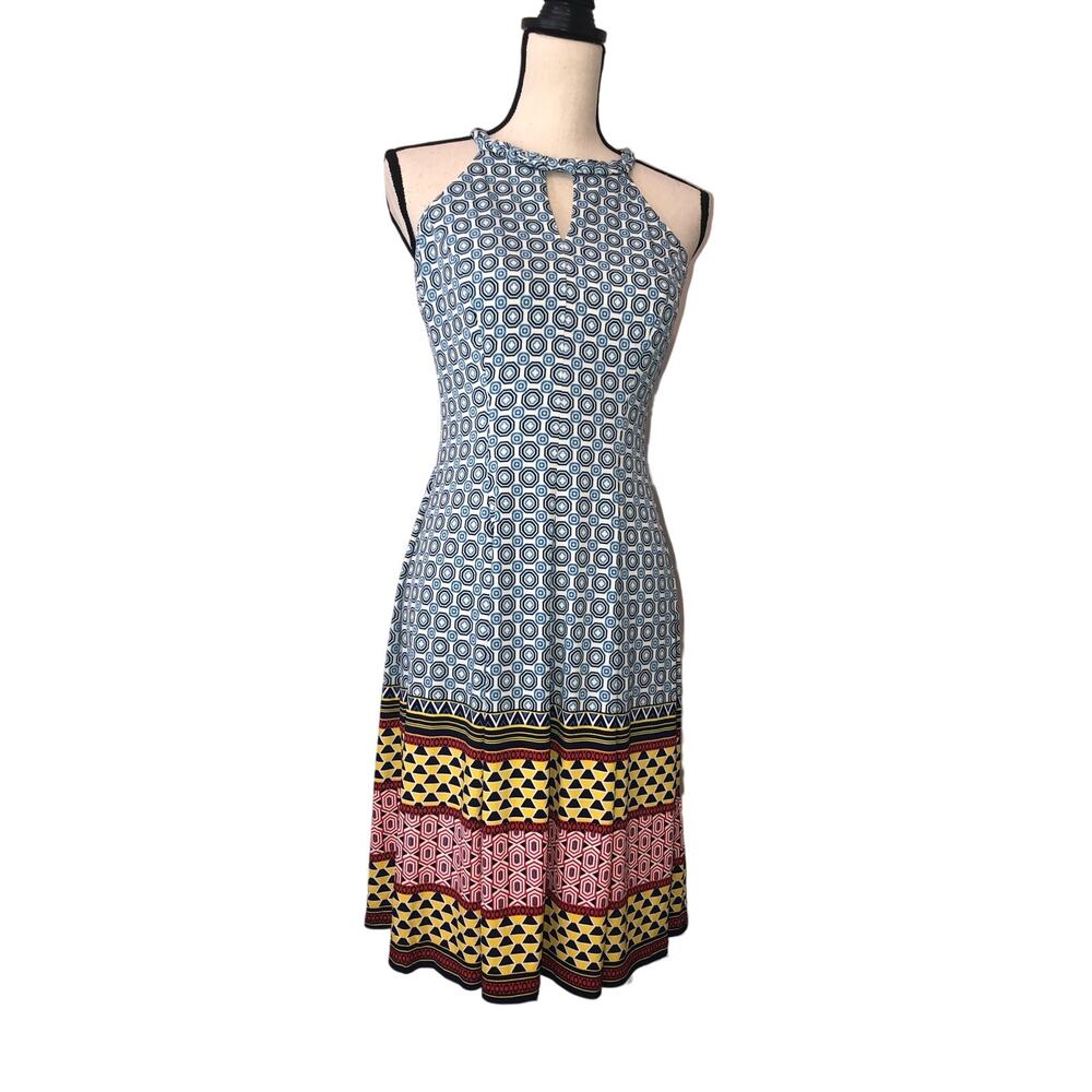 Wedding Guest Dress Size 2 Maggy London Sleeveless Print Stretchy Keyhole Front
